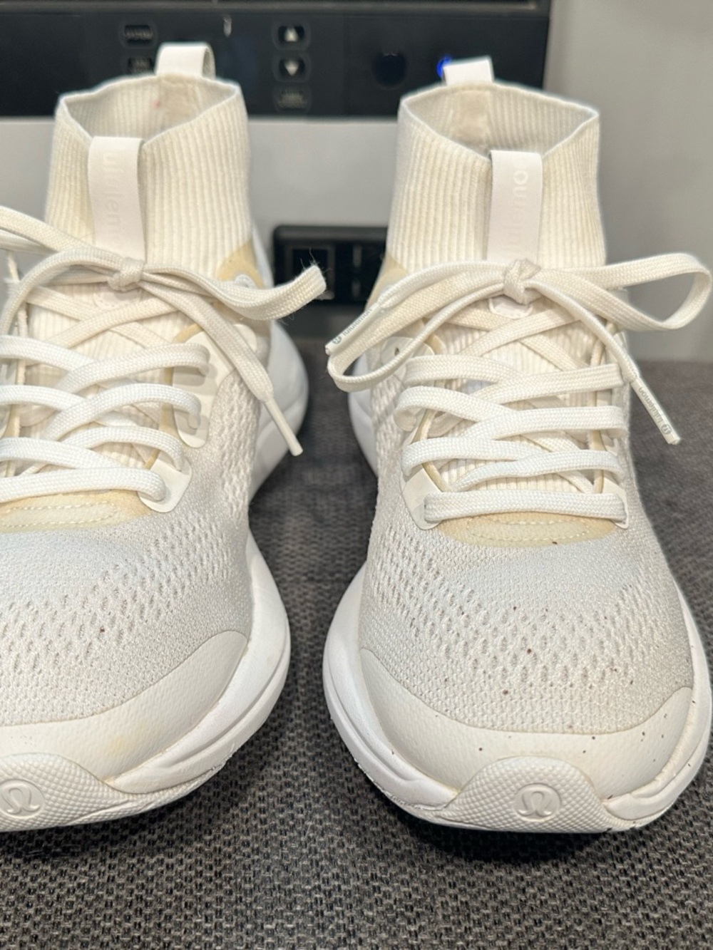 lululemon athletica Women's Athletic Knit High-Top Sneakers in Off-White/Cream